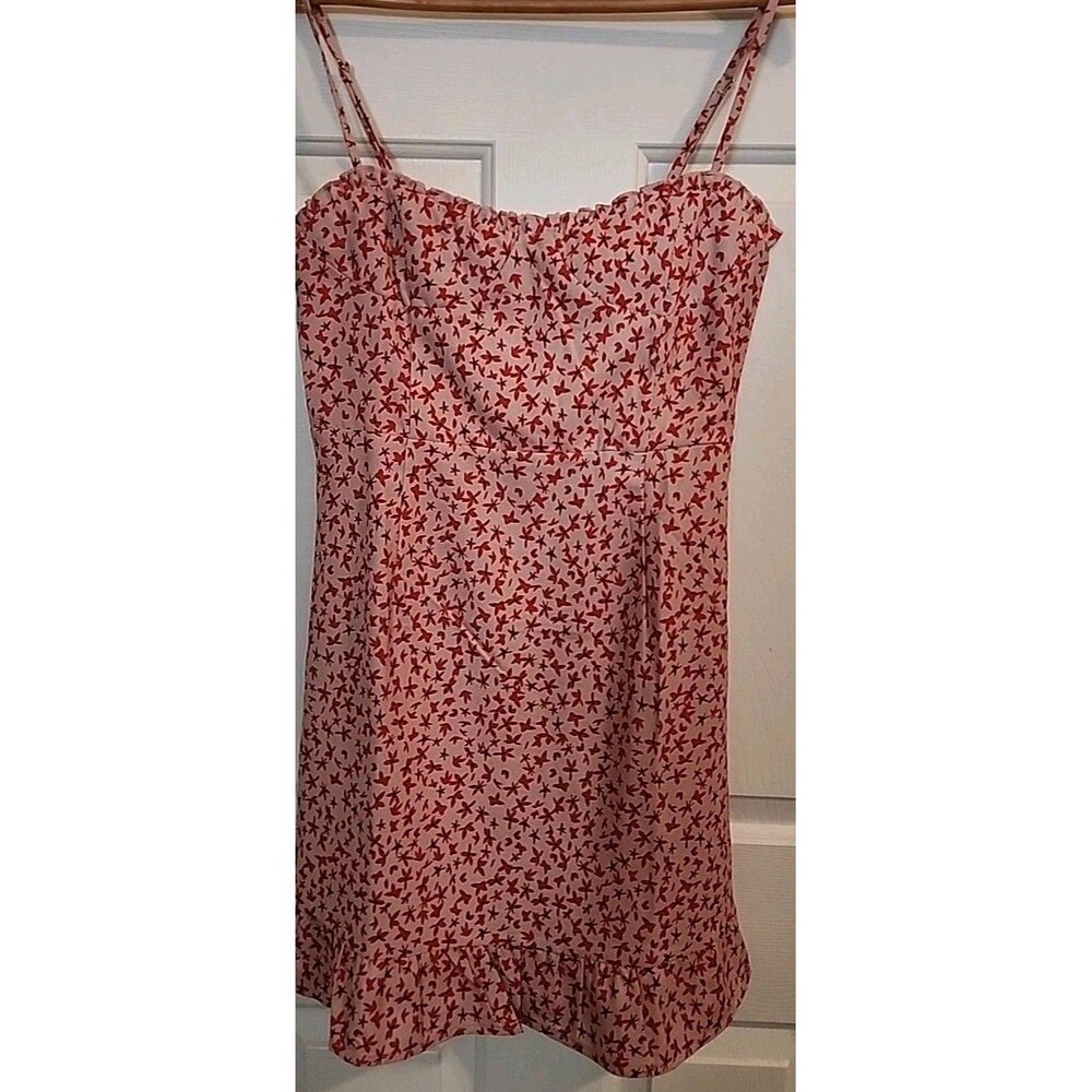 Princess Polly Sundress 8 Red Mini Floral Ruffle Cottagecore Adjustable Straps - Picture 12 of 13